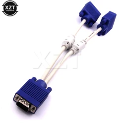 Newest 1 computer to dual 2 monitor vga splitter cable video splitter 15 pin 2 vga male to female splittter for PC TV