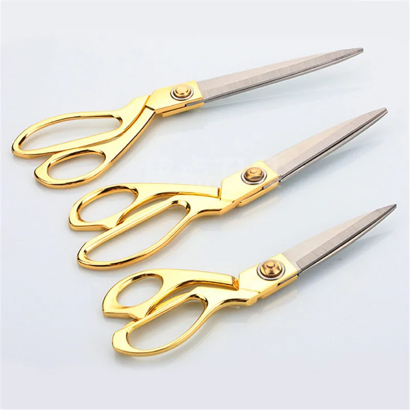 Large Size Stainless Steel Golden Big Scissors Home Tailor Shears Sharp Kitchen Knife Office Supply Business Ribbon-Cutting Tool