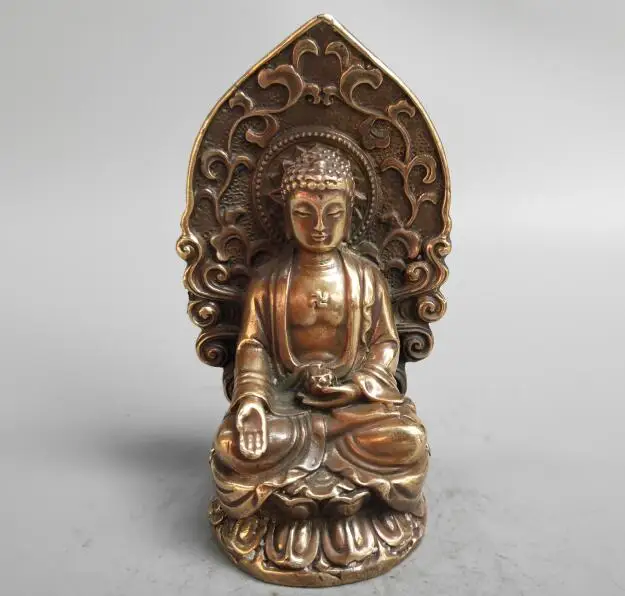 

China archaize brass Sakyamuni Buddha small statue