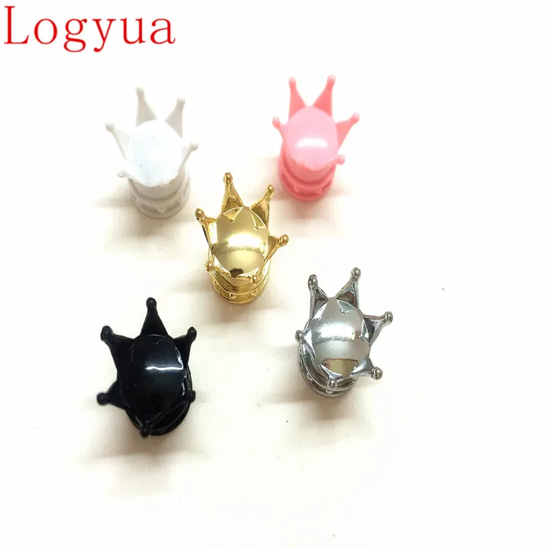 

500 X Gold Sliver Black White Pink Crown Shaped Tyre Wheel Stem Air Valve Caps Car Tire Valve Cap Truck Motocycle Bike