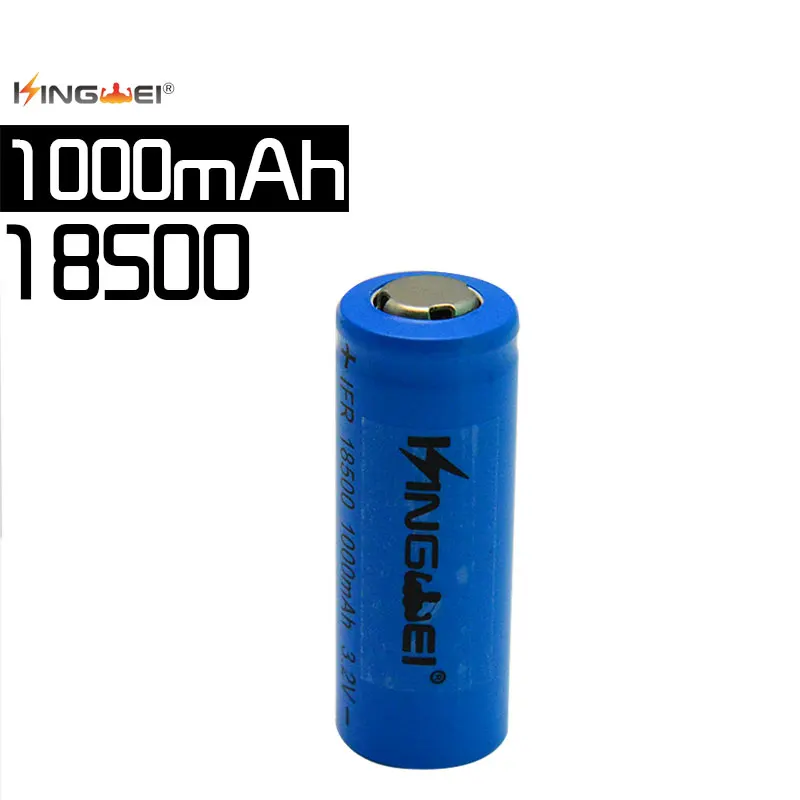 kingwei 10pcs High quality LiFePO IFR 18500 lithium iron phosphate 3.2V LFP 1000mAh Rechargeable chargeable Battery Cell