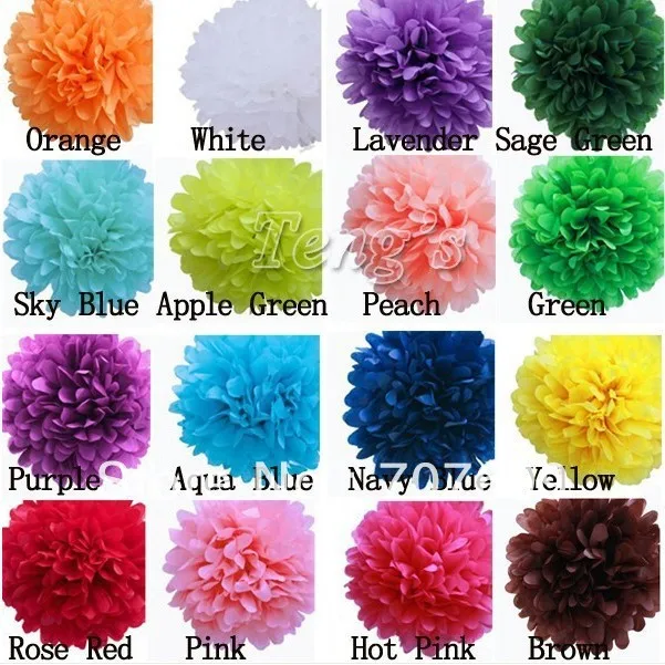 

Free Shipping Tissue Pom Pom 14" (35CM) Pom Pom Tissue Wedding Party Decor Craft MIX COLORS U PICK 50PCS