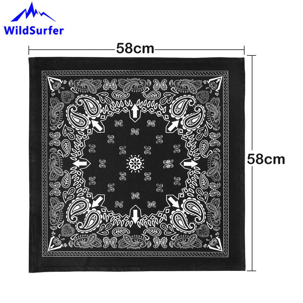 Hip-hop Square Scarf  58*58cm Plus Size Paisley Ice Silk Bandanas Face Mask Du-ray Headwear Head Wrap Fishing Hiking Balaclava