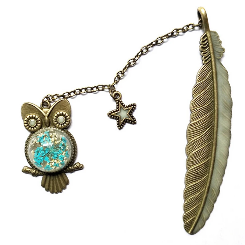 Picture 3: 10 Styles Luminous Owl Bookmark Label Read Maker Feather Bookmark Office Accessories Cute Glow In The Dark Bookmarks