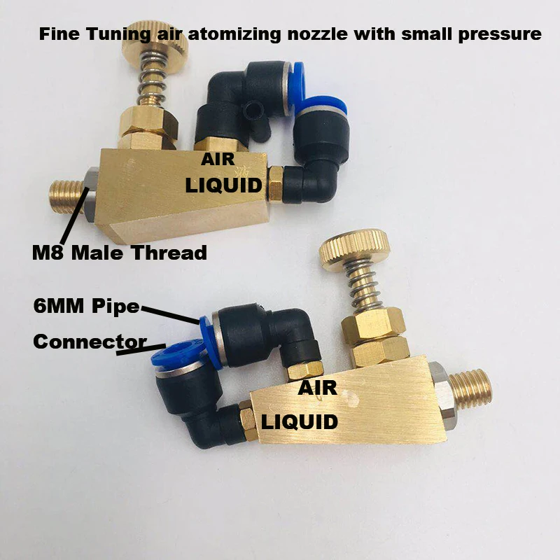 

UPS Free Shipping! (50PCS) M8 Male Thread Fine Misting Air-Liquid Mixing Spray Nozzle Industrial Siphon Air Atomizing Nozzle