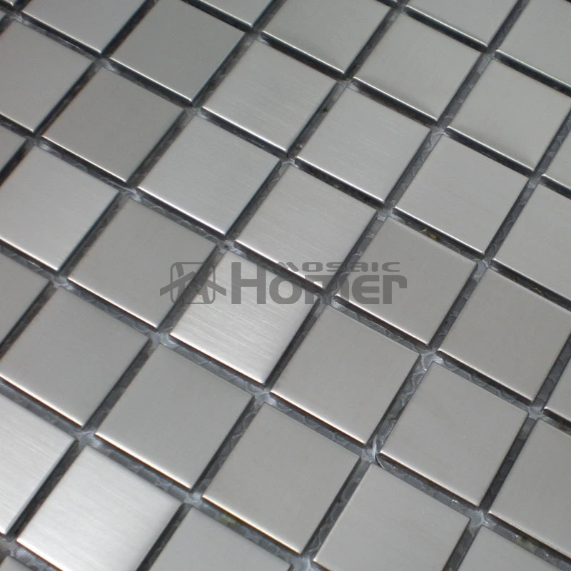 free shipping, 23x23mm silver stainless steel mosaic tile 12x12