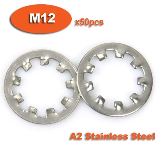 

50pcs DIN6797J M12 Stainless Steel A2 Internal Toothed Shakeproof Washers Lock Washer