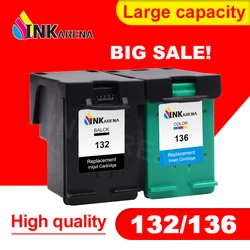 INKARENA 132 136 XL Refilled Ink Cartridge For HP 132 136 Officejet 6213 5443 D4163 Photosmart 2573 C3183 1513 PCS1513 Printer