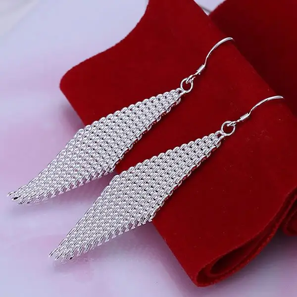 E061 High Quality Gorgeous Pretty Silver Color Earring For Women Wholesale Charm Christmas Gifts Fashion Jewelry Ladder Earrings