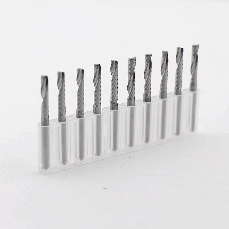 10 pieces / set 3.175X22MM single-blade spiral drill bit, tool CNC tool engraving drill carbide end mill