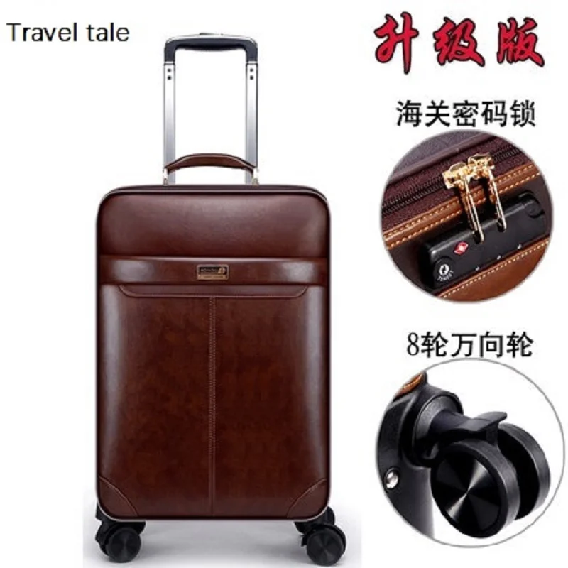 CARRYLOVE Business Simulation leather retro 16/18/20/22/24 inch handbag+Rolling Luggage Advanced Material Travel Suitcase