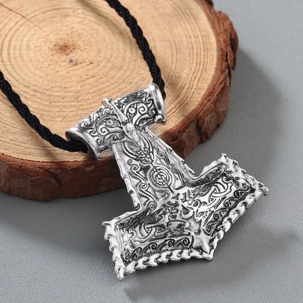 QIMING Nordic Style Men\'s Necklace Women fashion Thor Hammer Pendant Mjolnir Norse Slavic Axe Retro Gothic Gifts For Men Jewelry