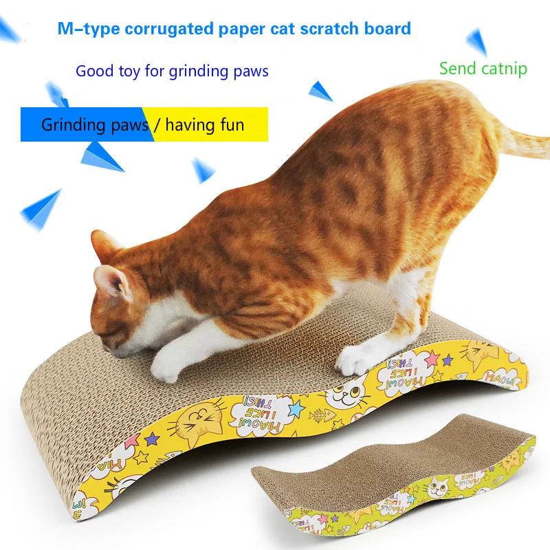 Factory stock wholesale Phi M-type corrugated paper cat scratch board 4CM thick high density supplies