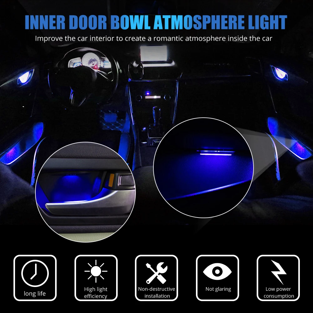 SO.K Atmosphere Lamp Lights Interior Auto Decorative Inner Door Bowl Wrists Ambient Light Car Door Armrest Lights Interior Light