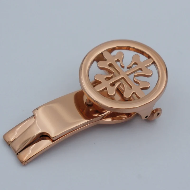 MAIKES High Quality Fashion Watch Button Watch band Folding Clasp Buckle 18mm 20mm Rose Gold Case For Patek