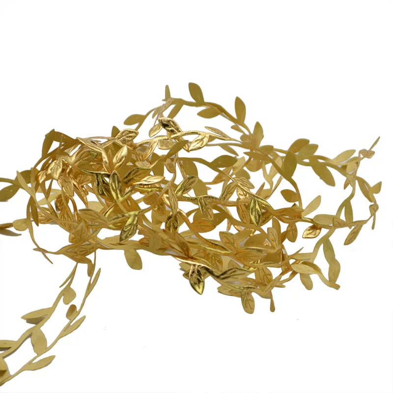 10Meters Gold Leaves Vine Artificial Silk Leaf Handmade Scrapbooking Craft Wreath Wedding Party Decor Fake Flower Rattan Garland image 2