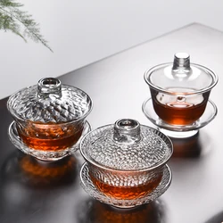 High Borosilicate Glass Gaiwan Tureen Set 100ml/130ml/150ml with Lid Cup Saucer Chinese Tea Service Bowl Cup Bowl Set