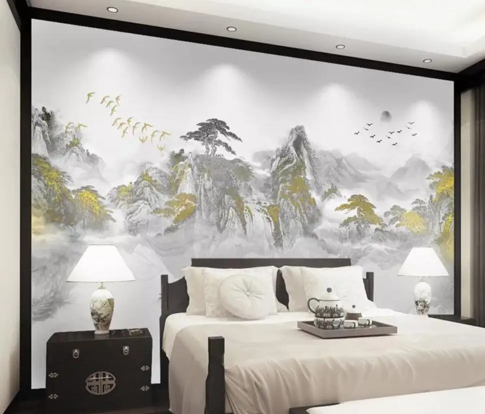 

Simple Chinese ink landscape background wall decoration wallpaper murals