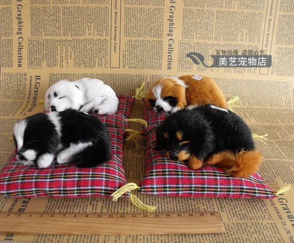 Simulation Small Dog Toy Model 14x13cm Polyethylene with Furs Home Decoration Collectible Animal Figurine Gift for Pet Lovers