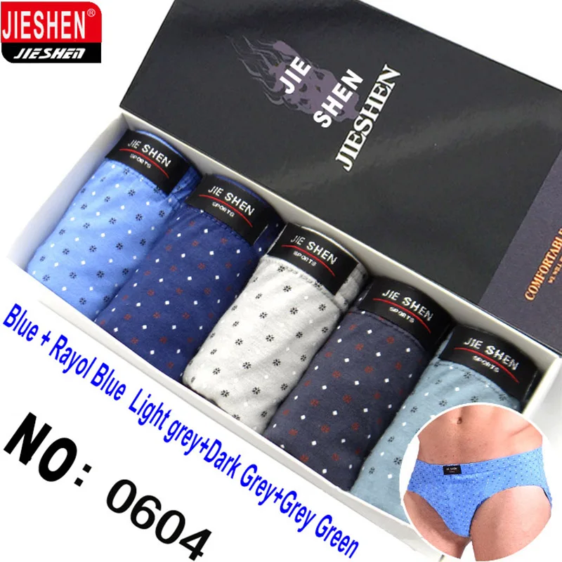 5 pieces boxed all cotton underwear ultra-large size men\'s briefs male 5 colors underpants underwear