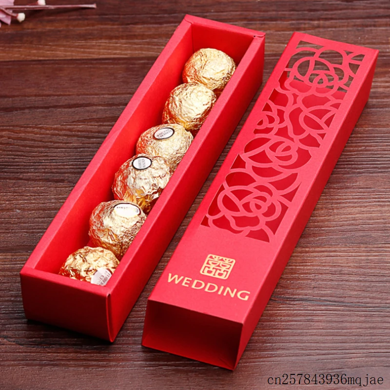 

100pcs Double Happiness Candy Boxes Red Wedding Chocolates Box Sweet Gifts Bags Party Baby Shower Supplies