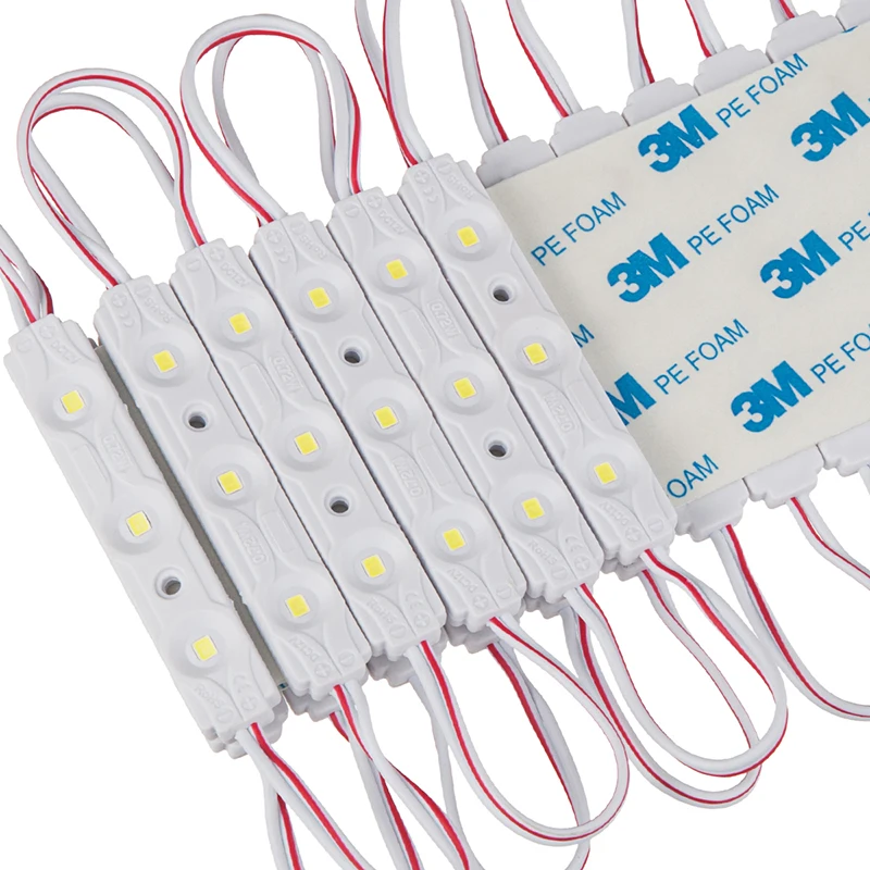 20pcs Injection LED Module cool White 0.72W DC12V 2835 SMD 3 LED Waterproof Decorative Light for Signage Letter Advertising Sign