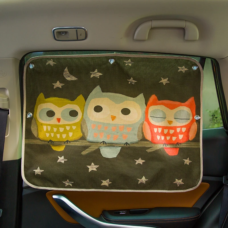 Car Windshield Car Sun Shade Curtains Cute Cartoon Car Styling Rear Side Window Sunshade Protect Window Curtains 70cm*50cm
