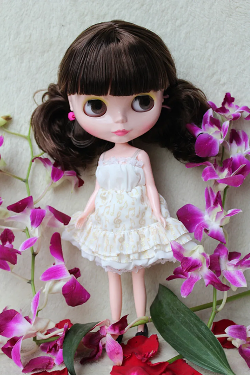 Blygirl Blyth doll Nude doll dark brown bangs hair 30cm ordinary body can be replaced body DIY dolls for makeup