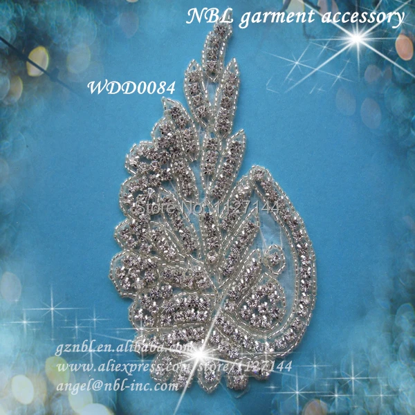 

(30 PIECES) crystal bridal rhinestone beaded applique for wedding evening dress iron on WDD0084