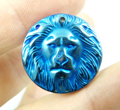 Natural Quartz crystal Titanium Hematite hand-Carved Lion head Gem pendant for diy jewelry making necklace Accessories3pcs