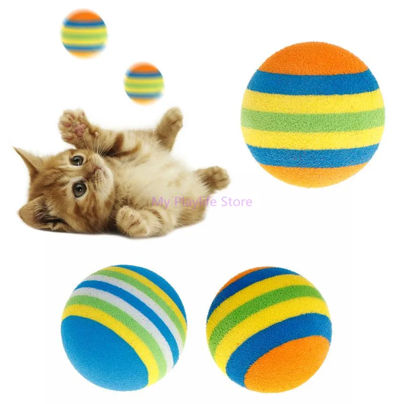 10 Pcs Cat Toy Rainbow Ball EVA Soft Interactive Toys Cat Kitten Dog Puppy Funny Play Chew Balls Pet Training Supplies