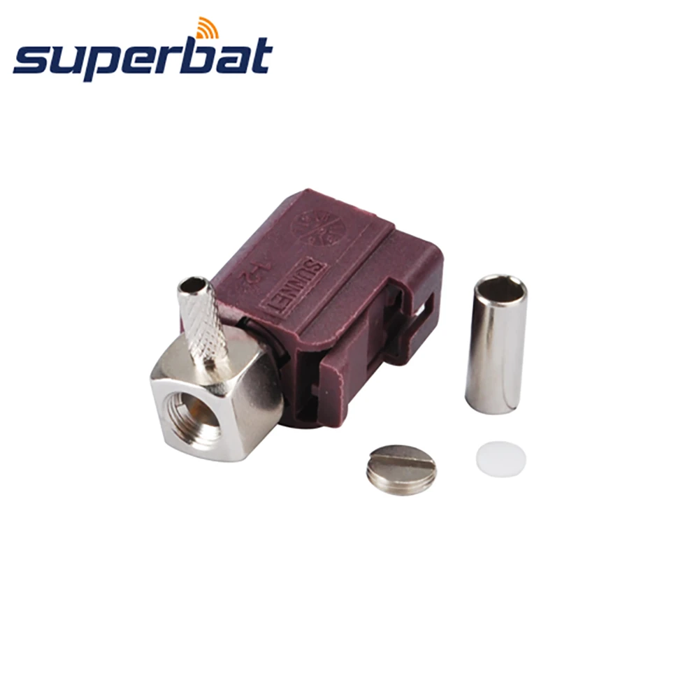 Superbat Fakra D Crimp Female Right Angle RF Coaxial Connector for Cable RG316 RG174 LMR100 for Violet Car GSM Cellular Phone