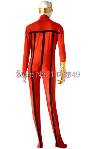 New Custom Made Red and Gold Spandex Zentai Suit Bodysuit