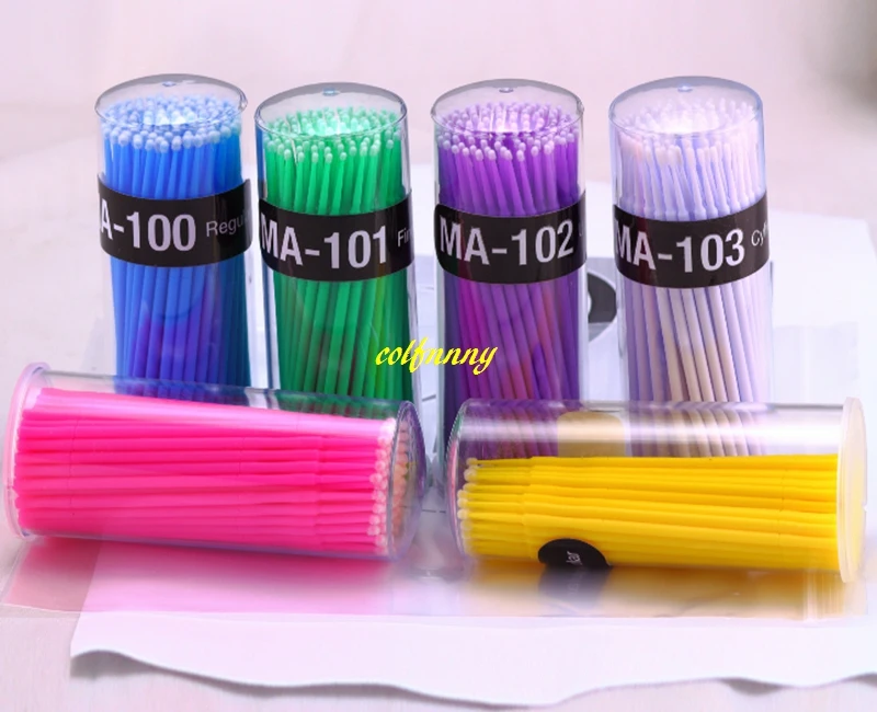 32000pcs/lot Fast shipping 10cm Lint Free Micro Brushes Disposable Swab For Eyelash Extension Micro Mascara Brush 4 styles