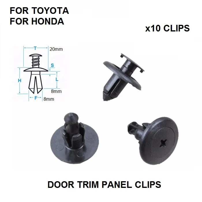 x10 FOR HONDA INTERIOR DOOR CARD MOULDING & TRIM SCREW CLIPS x10 FOR TOYOTA NEW REPAIR SET