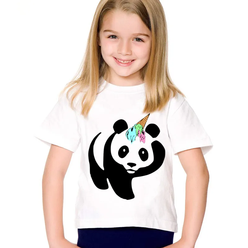 Children Print Surprised Ice Cream Dabbing Unicorn Panda Funny T-shirts Kids Summer Tees Boys/Girls Tops Baby Clothes,HKP5066