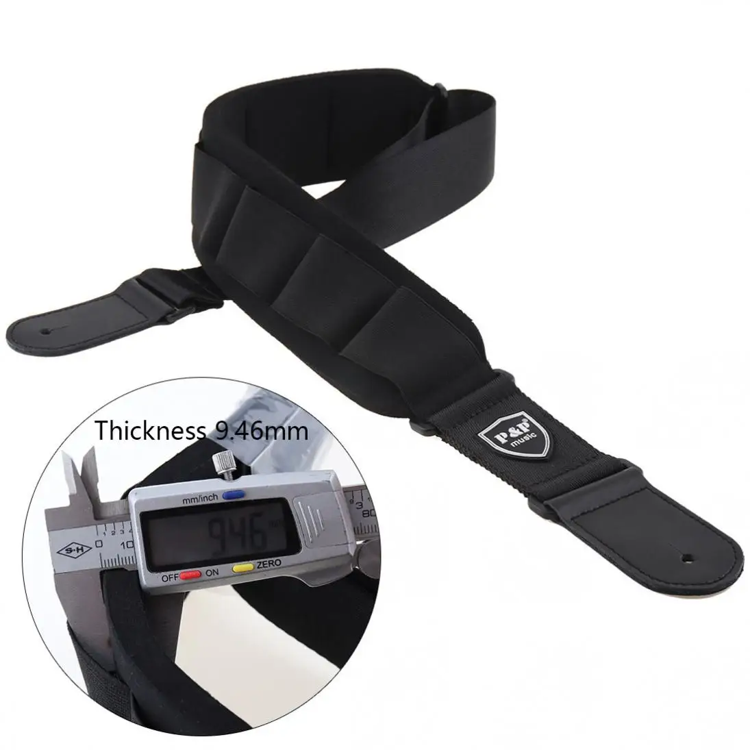 Adjustable Guitar Strap Genuine Leather End Widened Foam Shoulder Pad for Acoustic Electric Guitar Bass