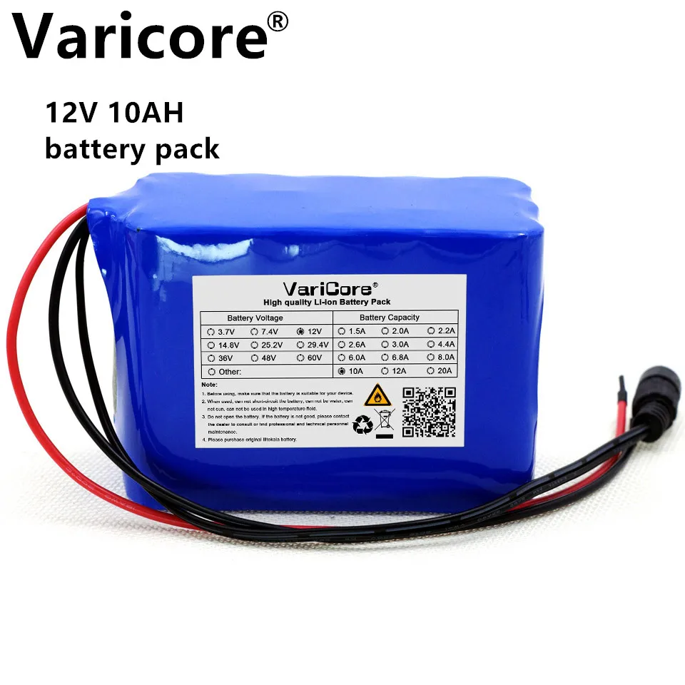 

12V 10Ah 18650 Li-ion battery protection plate 12a 10000 mAh Hunting xenon lamp fishing lamp use + 12V 3A battery charger