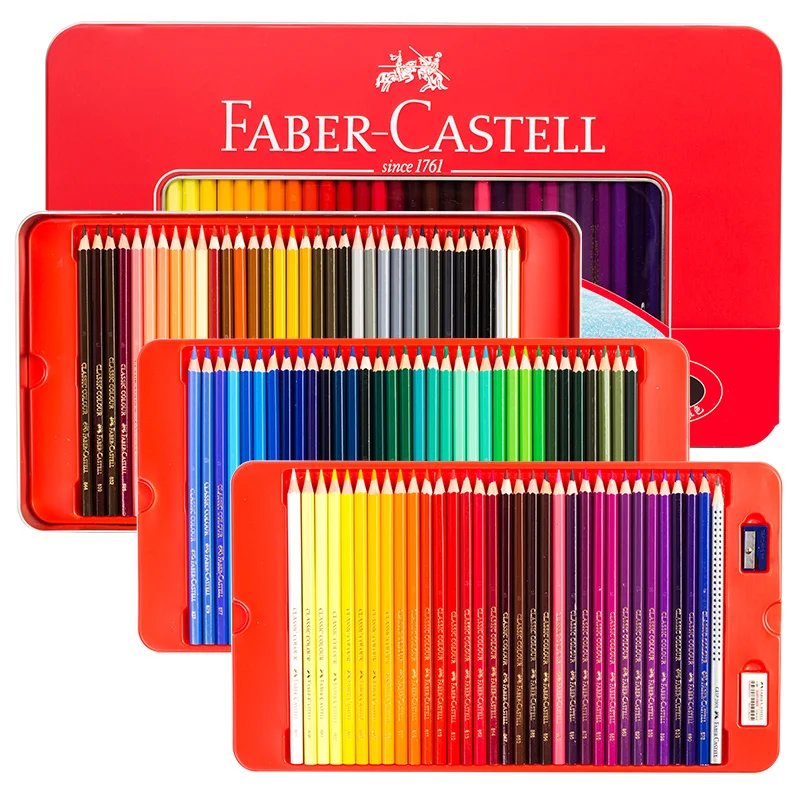 

FABER CASTELL classic oily color pencil 100 color red tin box color pencil drawing pen Castle