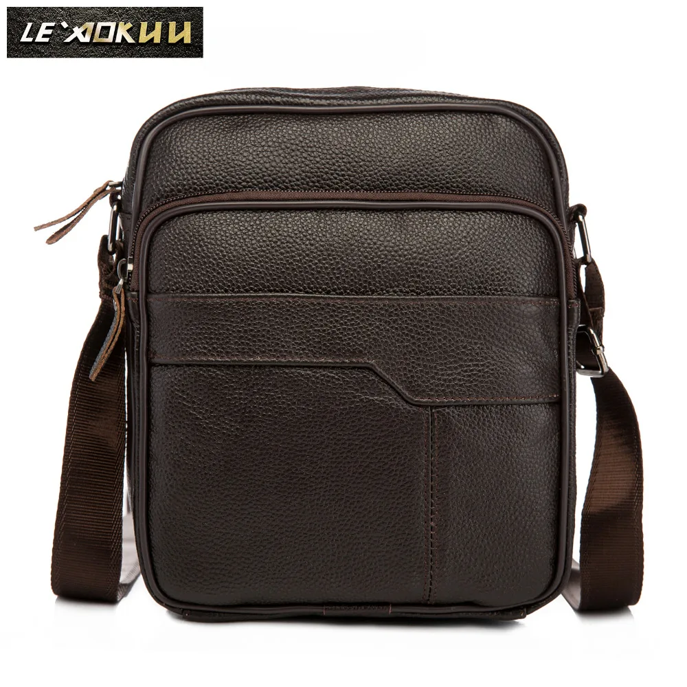 

Quality Leather Male Fashion Casual Messenger bag Design Satchel Crossbody One Shoulder bag 8" Tablets Pouch For Men 333-1