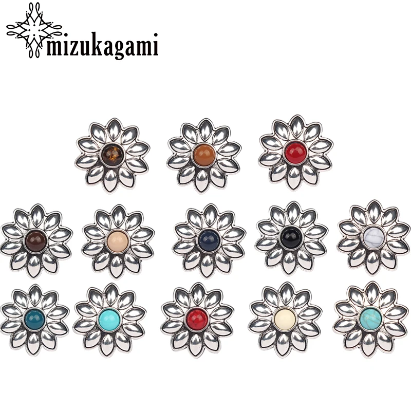 30MM Retro Zinc Alloy Charms Cherry Flowers Concho Button Charms 3pcs/lot For DIY Jewelry Bags Accessories