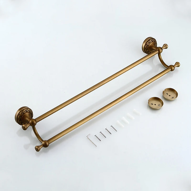 MADICA 60.5*13.5cm DOUBLE Towel Holder For Shower Room Towel Rack Metal Nail Bronze Towel Rack Hanger Vintage Brass Toallero