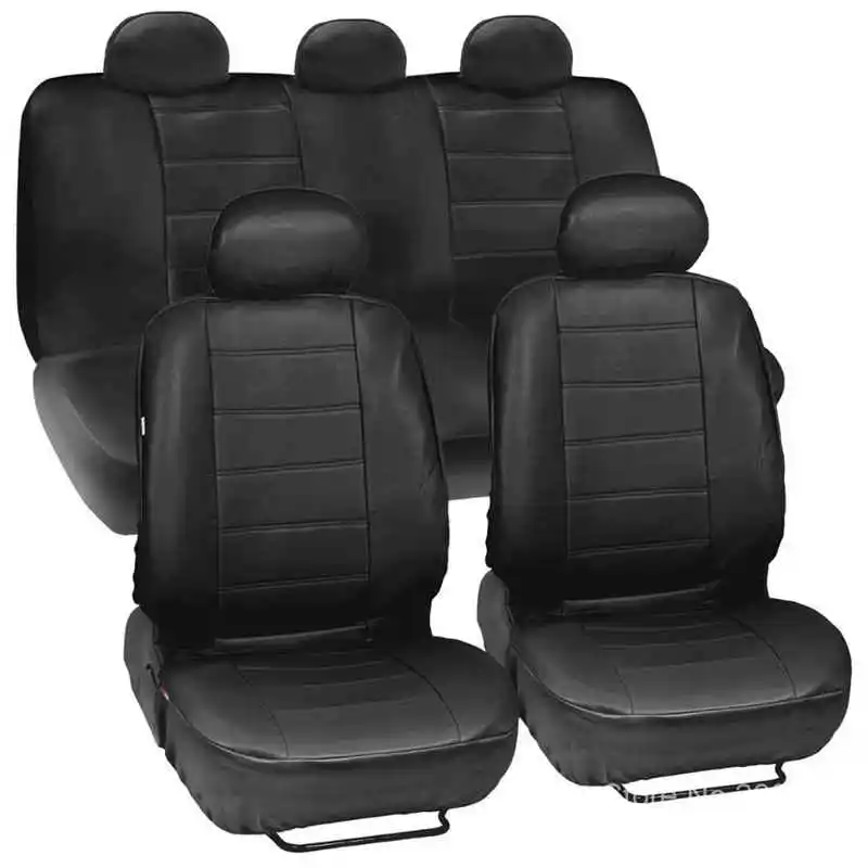 

Soft Luxury PU Leather Car Seat Covers Airbag Compatible Universal Fit for All Car SUV Truck Car Seat Protector Black