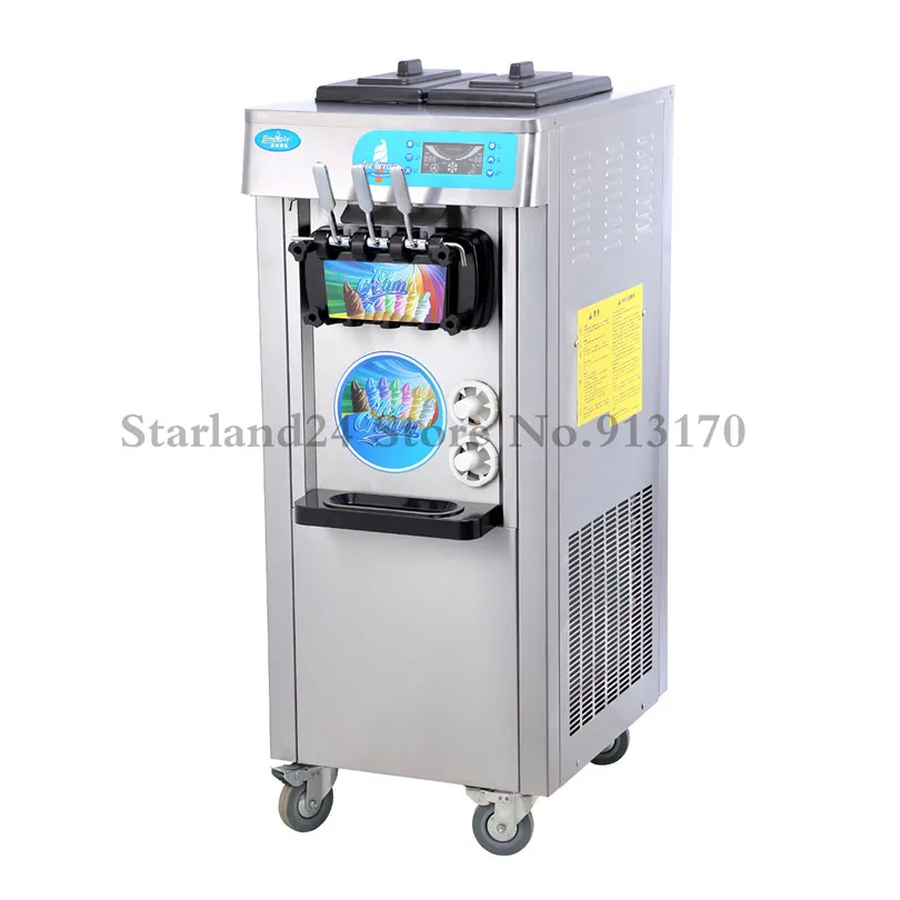 Sundae Ice Cream Equipment Brand New Soft Ice Cream Machine 220v Verticial Type with Casters LED Display