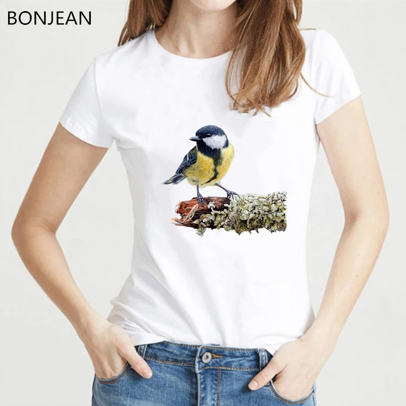 Funny T Shirt Women Clothes 2024 House Sparrow Bird Printed Tshirt Femme Summer Tops Female T-Shirt Harajuku Shirt Streetwear