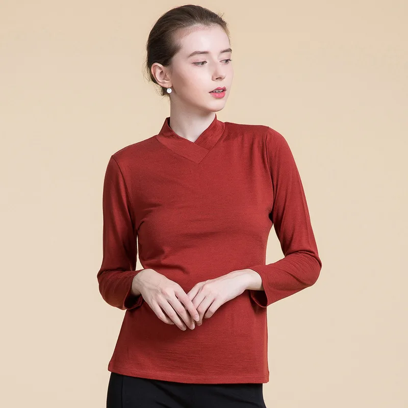 

Autumn And Winter New 100% Pure Wool Long Sleeves T- shirt, Long Sleeved Sweater Temperament