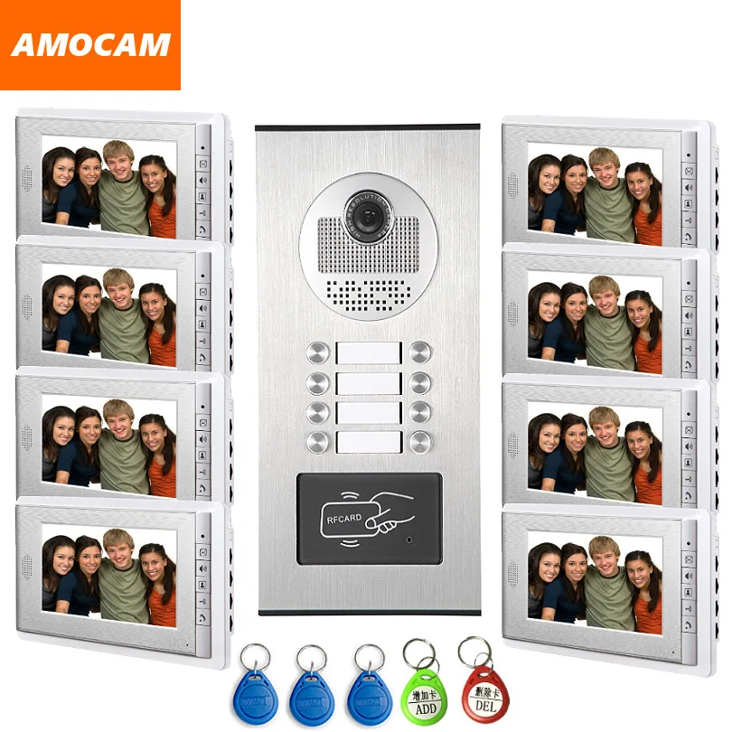 8 Units Video Intercom Apartment Door Phone System HD Camera 7\