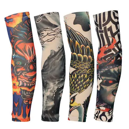 

Unisex 500pcs adjustable False Tattoo Elastic Fake Sun protection arm tattoo sleeve Outdoor cuff Seamless body tattoo stockings