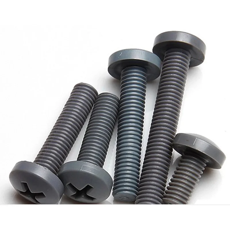 100pcs/lot M3*(8-16)m4*(6-25)M5*(6-35)grey nylon phillips crossed round head screw plastic acidproof screw hardware fastener965