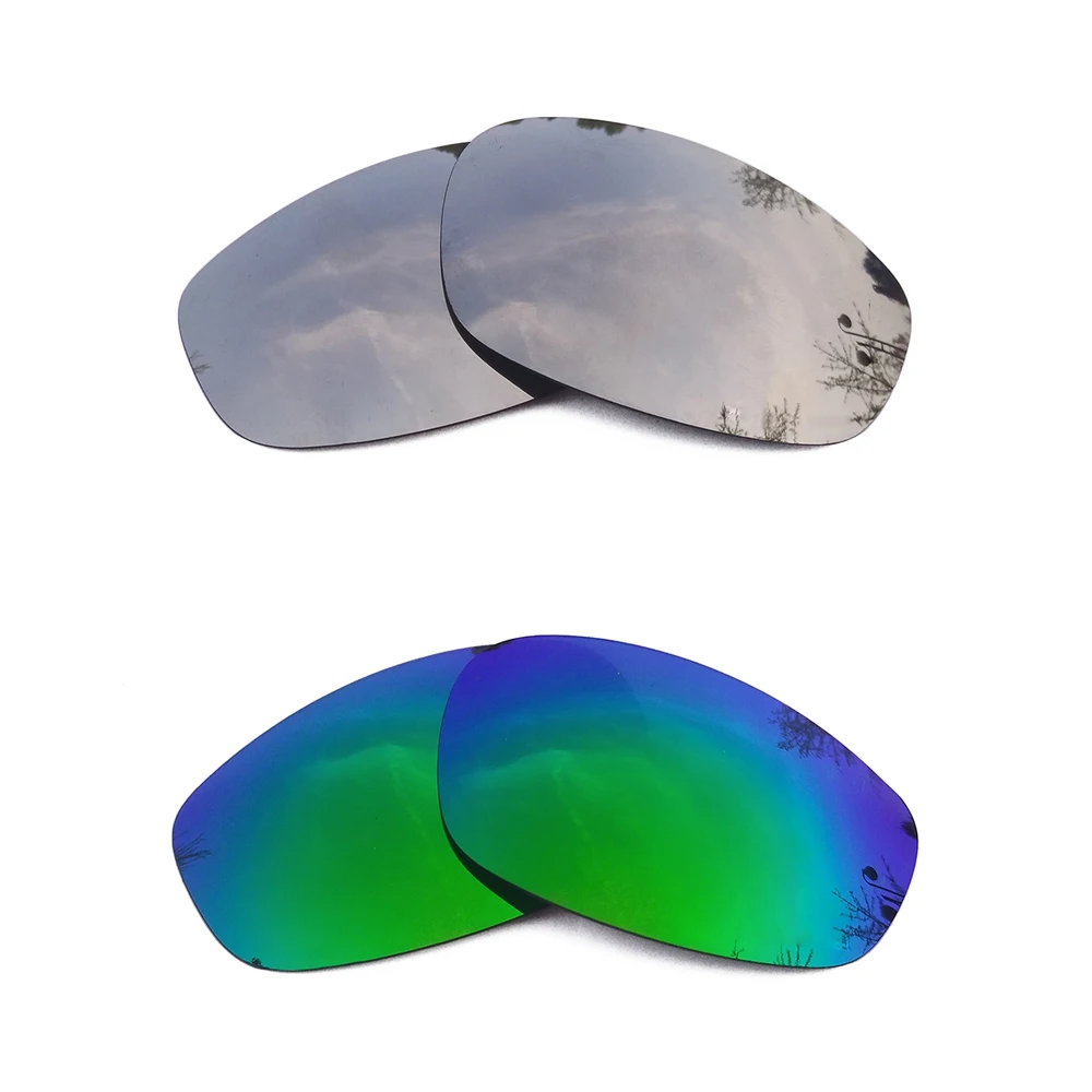 Silver Mirrored & Green Mirrored Polarized Replacement Lenses for Split Jacket Frame 100% UVA & UVB